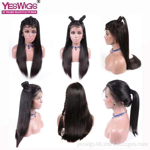 YESWIGS Factory Direct Supply Length Silky Straight Color Hair Wig 99J 100% Human Hair 13*4 Inch Lace Front Wigs